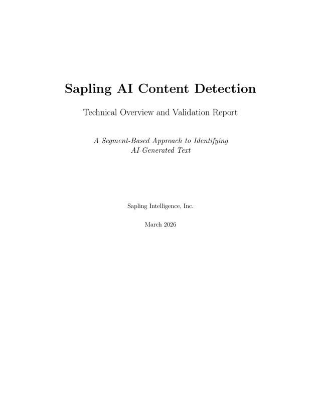 First page of Sapling's AI Content Detection whitepaper